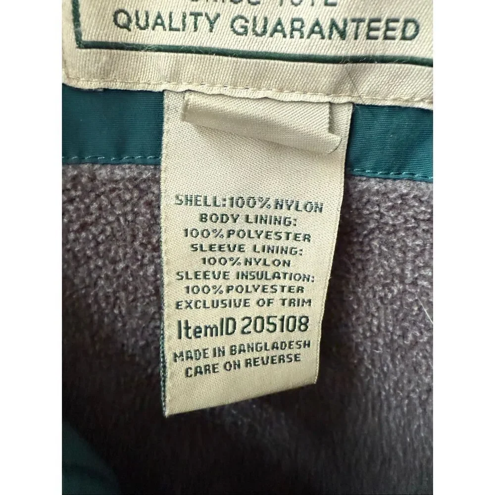 Vintage 90s LL Bean Men's Green Fleece Lined Bomber Jacket Item ID 205108 L Tall